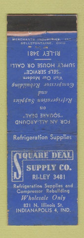 Matchbook Cover Square Deal Supply Indianapolis IN Refrigeration WEAR MERCHANTS