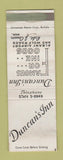 Matchbook Cover - Duncan's Inn Restaurant Albany NY WEAR