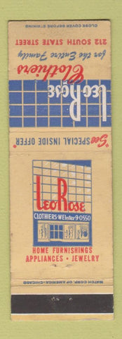 Matchbook Cover - Leo Rose Clothes Chicago IL