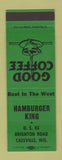 Matchbook Cover - Hamburger King Cassville WI SAMPLE
