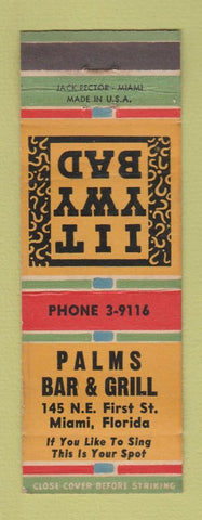 Matchbook Cover - Palms Bar Grill Miami FL WEAR