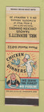Matchbook Cover - Mrs Bennett's Restaurant Plymoutn IN WEAR