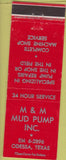 Matchbook Cover - M and M Mud Pump Odessa TX
