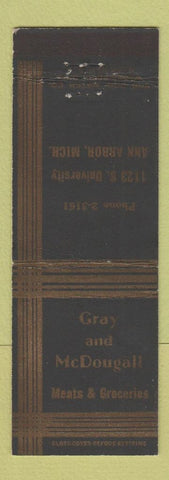 Matchbook Cover - Gray and McDougall Meat Grocery Ann Arbor MI