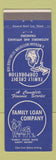 Matchbook Cover - Family Loan Company Alpena Saginaw Cadillac Alma MI