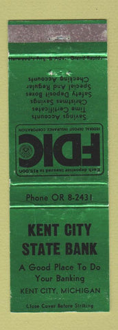 Matchbook Cover - Kent City State Bank MI