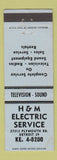 Matchbook Cover - H&M Electric Detroit MI