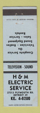 Matchbook Cover - H&M Electric Detroit MI
