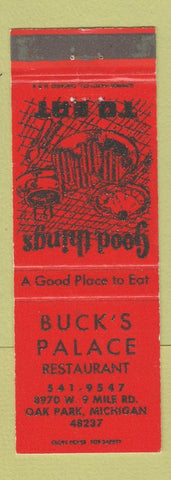 Matchbook Cover - Buck's Palace Restaurant Oak Park MI