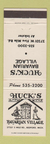 Matchbook Cover - Huck's Bavarian Village Redford MI Restaurant