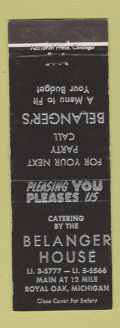 Matchbook Cover - Belanger House Royal Oak MI