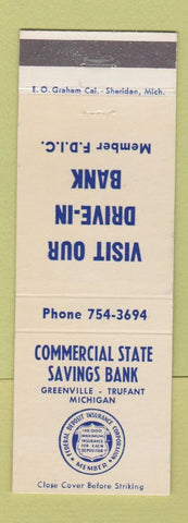 Matchbook Cover - Commercial State Savings Bank Greenville Trufant MI