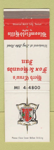 Matchbook Cover - Herb Craw's Fox and Hounds Inn Bloomfield Hills MI