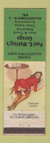 Matchbook Cover - Paul Wotring's Garage Allentown PA pinup