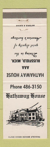 Matchbook Cover - Hathaway House Blissfield MI
