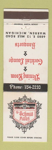 Matchbook Cover - Schmid Haus Warren MI restaurant