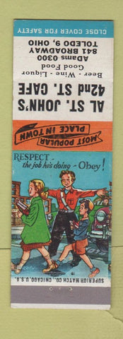 Matchbook Cover - Al St John's 42nd St Cafe Toledo OH