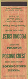Matchbook Cover - Pocono Crest Pocono Pines PA