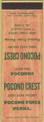 Matchbook Cover - Pocono Crest Pocono Pines PA