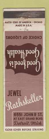 Matchbook Cover - Jewel Rathskeller Detroit MI