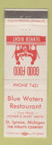 Matchbook Cover - Blue Waters Restaurant St Ignace MI