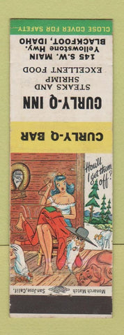 Matchbook Cover - Curly Q Inn Bar Blackfoot ID hillbilly