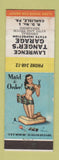 Matchbook Cover - Lawrence Tanger's Garage Carlsile PA pinup Maid to Order WEAR
