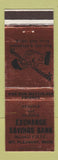 Matchbook Cover - Exchange Savings Bank Mount Pleasant MI BRONZE WEAR