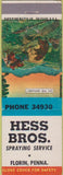 Matchbook Cover - Hess Bros Spraying Service Florin PA