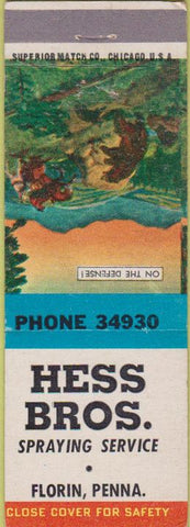 Matchbook Cover - Hess Bros Spraying Service Florin PA