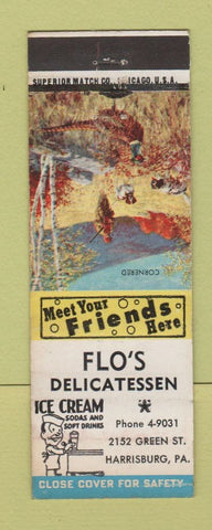Matchbook Cover - Flo's Deli Harrisburg PA Cornered