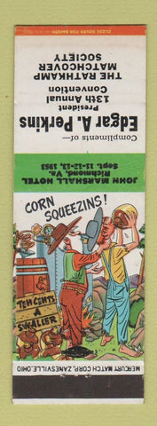 Matchbook Cover - Edgar Perkins RMS President 1953 Richmond VA hillbilly