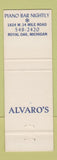 Matchbook Cover - Alvaro's Restaurant Royal Oak MI