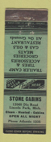 Matchbook Cover - Stone Cabins Lincoln Park MI