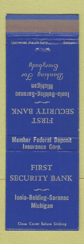 Matchbook Cover - First Security Bank Belding Saranac Ionia MI