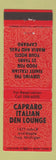 Matchbook Cover - Capraro Italian Den Lounge Troy MI