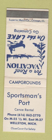 Matchbook Cover - Sportsman's Port Wellston MI
