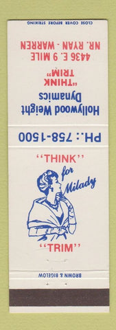 Matchbook Cover - Hollywood Weight Dynamics weight loss Warren MI
