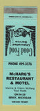 Matchbook Cover - McHarg's Restaurant Motel Seney MI