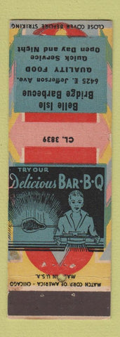 Matchbook Cover - Belle Isle Bridge BBQ Detroit MI girlie