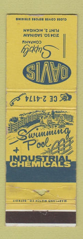 Matchbook Cover - Davis Supply Swimming Pool Chemical Flint MI WORN