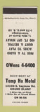 Matchbook Cover - Temp Ho Motel Grand Blanc MI