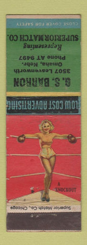 Matchbook Cover - SG Barron Superior Match Omaha NE pinup boxing WEAR