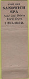 Matchbook Cover - Hart Liquors Sandwich Spa CREASES