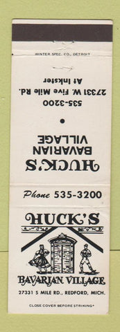 Matchbook Cover - Huck's Bavarian Village Redford MI