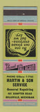 Matchbook Cover - Martin & Son Service Repair Belleville MI