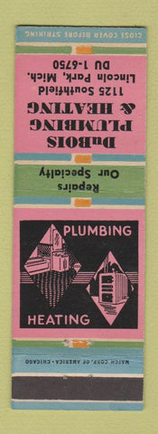Matchbook Cover - DuBois Plumbing & Heating Lincoln Park MI