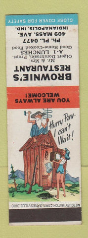 Matchbook Cover - Brownie's Restaurant Indianapolis IN hillbilly