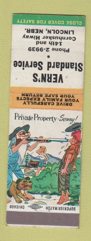 Matchbook Cover - Vern's Standard oil gas Lincoln NE hillbilly
