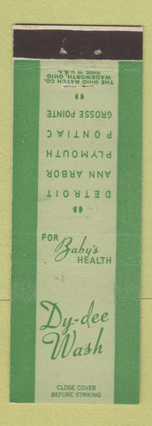 Matchbook Cover - Dy Dee Wash Diaper Detroit Plymouth Grosse Pointe MI